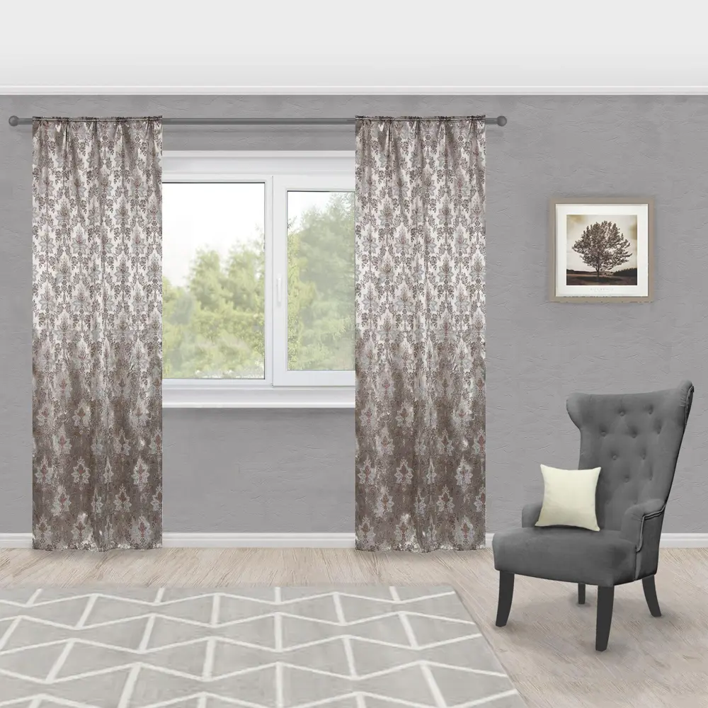 Штора на ленте «Помпей» 160х260 см жаккард цвет коричневый ТОРГОВЫЙ ДОМ ТЕКСТИЛЬ STLM-2084510 - Вид №3