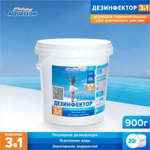 91727747 Дезинфектор Aqualeon 0100 медленный хлор 3 в 1 в таблетках по 20 г 0.9 кг STLM-0949317