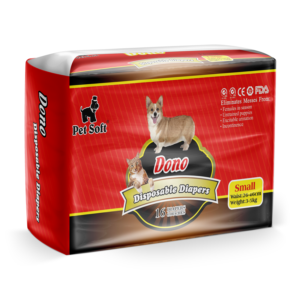 ПР0047519 Одноразовые впитывающие подгузники для животных PET DIAPER размер S, 16шт Dono 