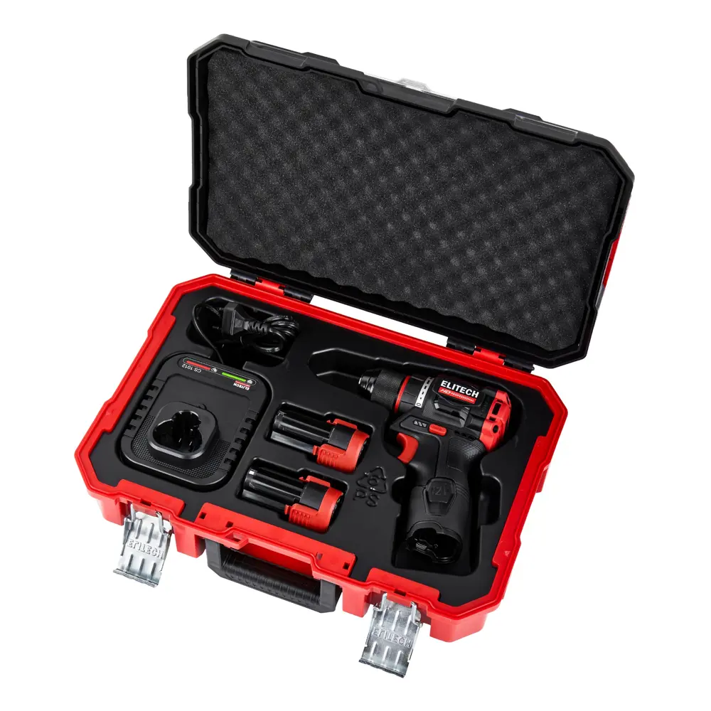 Аккумуляторная дрель-шуруповерт ELITECH HD CD12L2 12В с двумя батареями 89399570 STLM-1541511 - Вид №1