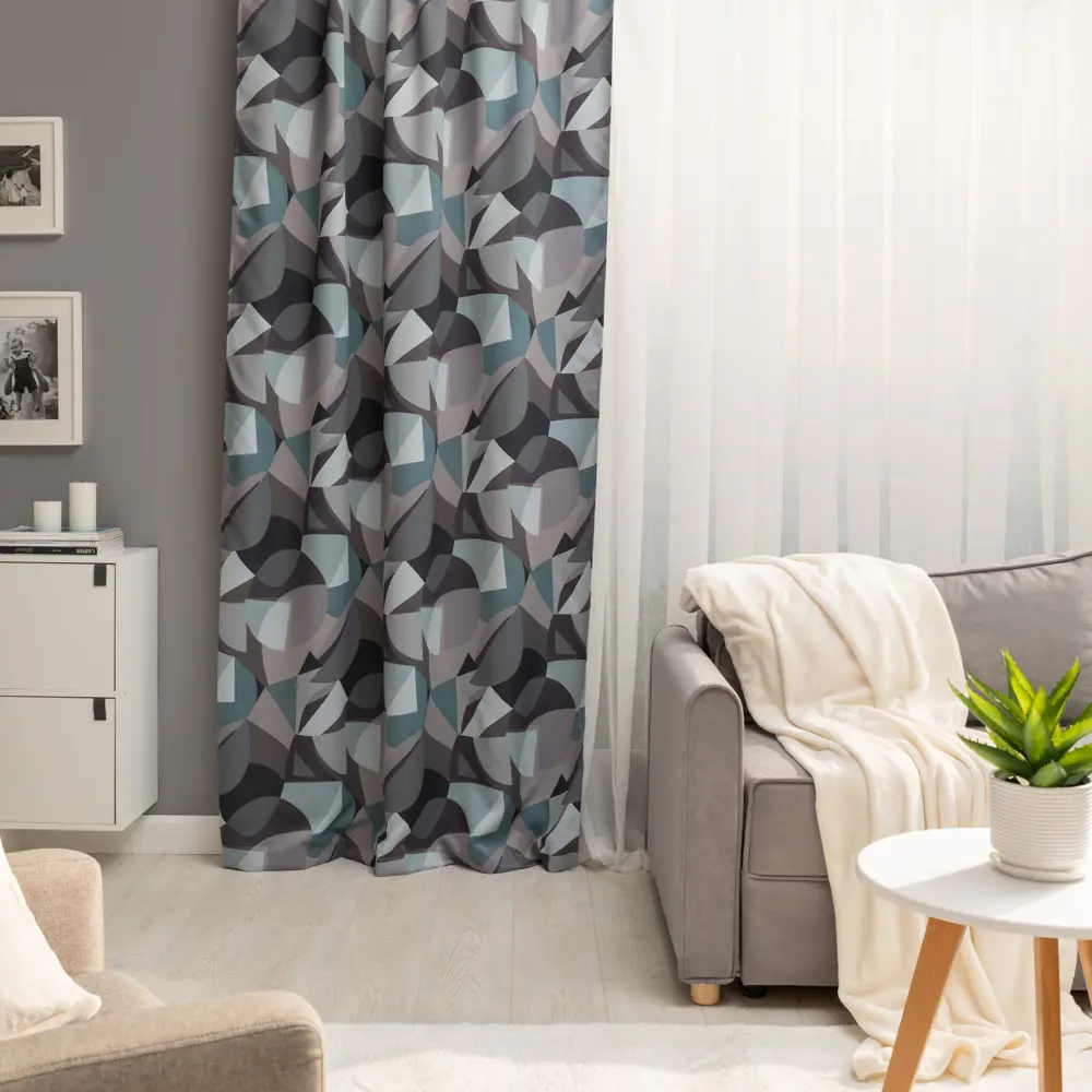 Штора на ленте Тундра 150x260 см цвет серо-зеленый 82701263 STLM-2169596 SEASONS 