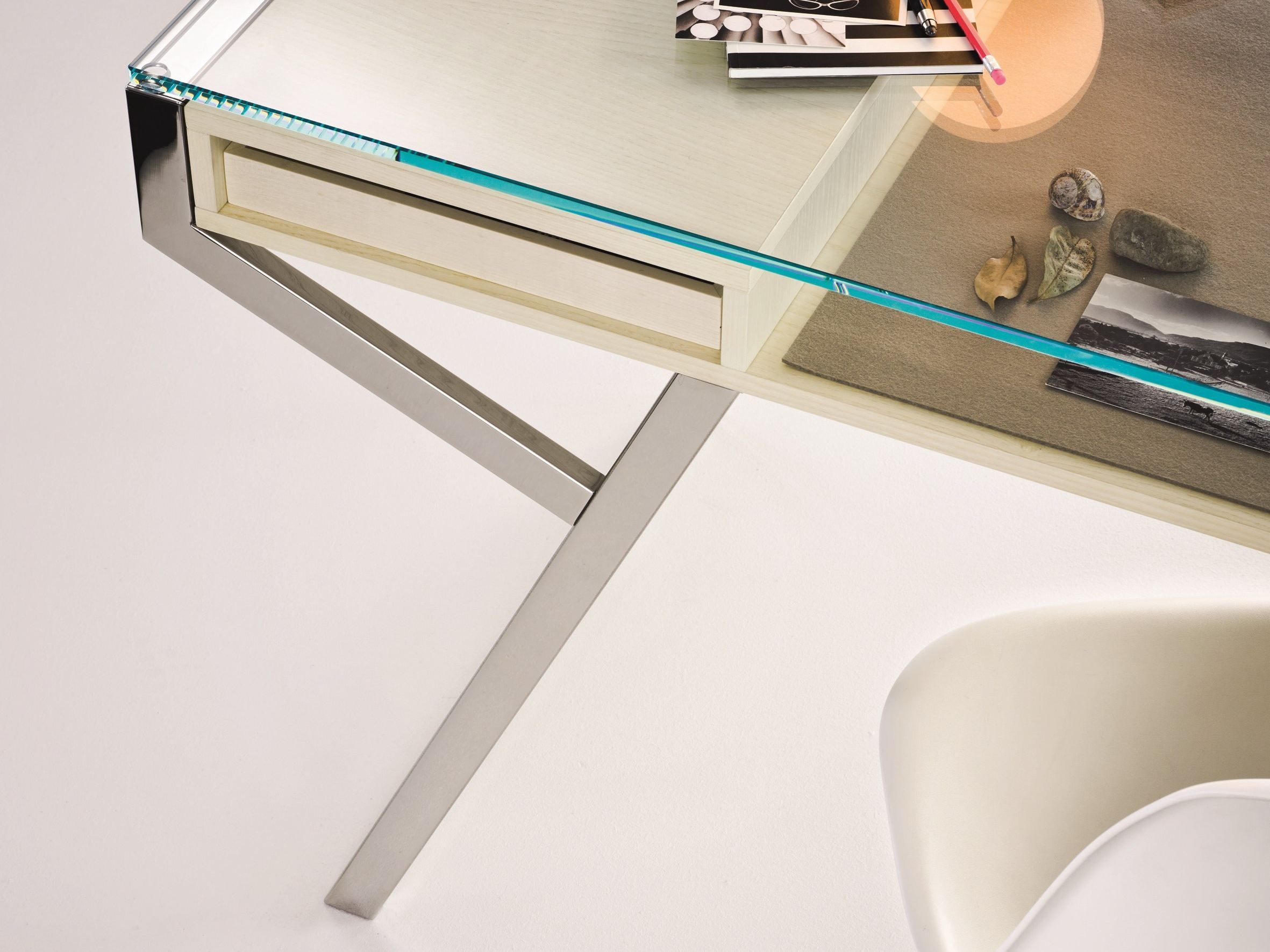 Письменный стол из нержавеющей стали и стекла с ящиками Gallotti&Radice LUÌ ARCH-00144846 - Вид №2