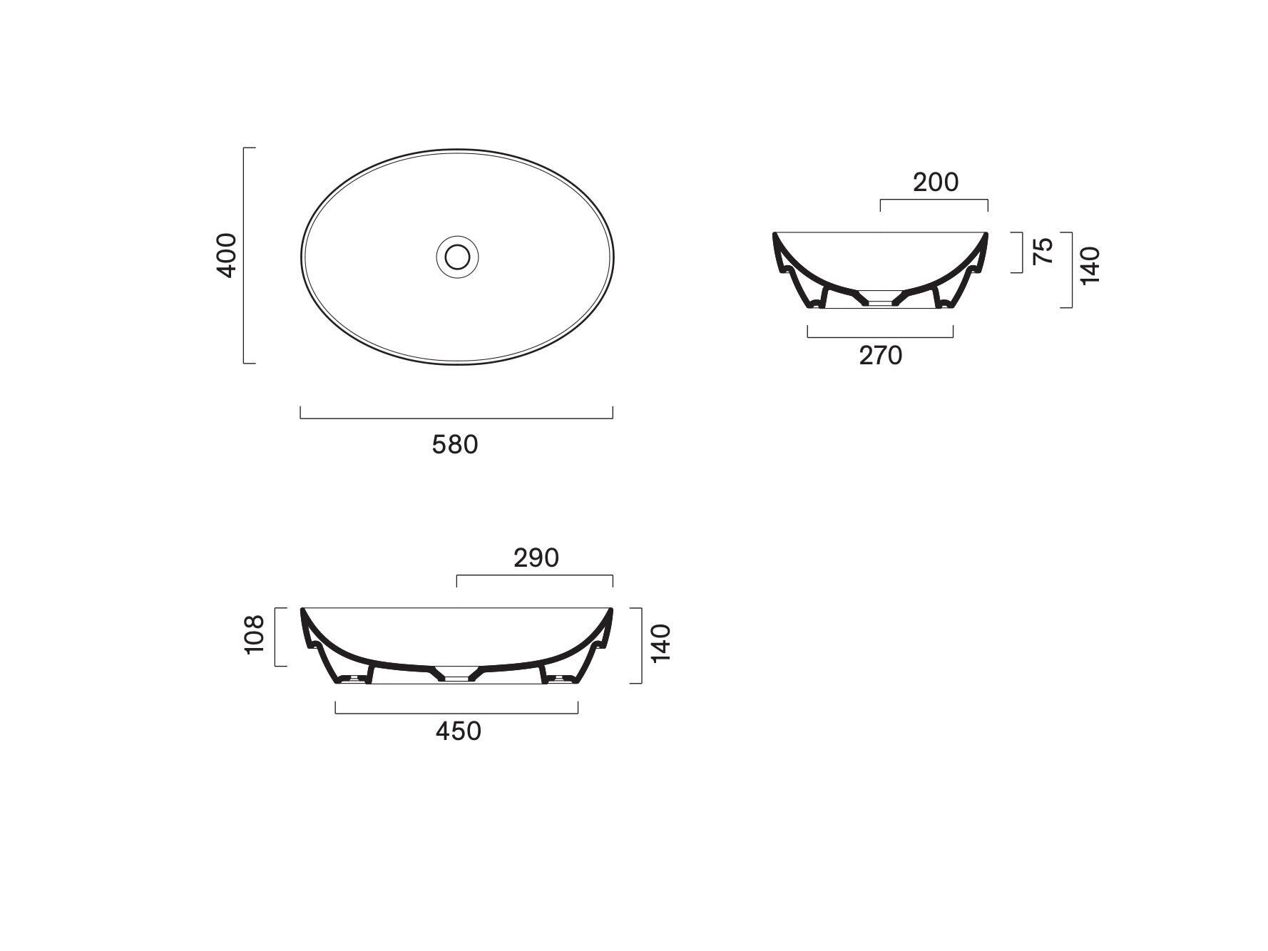 Керамическая раковина с полукруглой прямоугольной раковиной CERAMICA CATALANO сфера ARCH-00148625 - Вид №8
