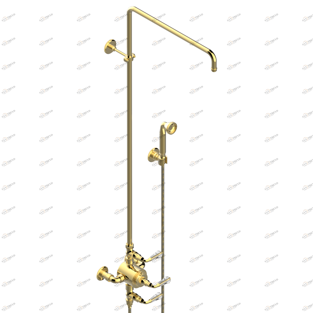 A56-64TRCC Душевой набор открытый настенный термостатический без верхней лейки Thg-paris Art Déco cristal Золото A56 64TRCC CAT.F