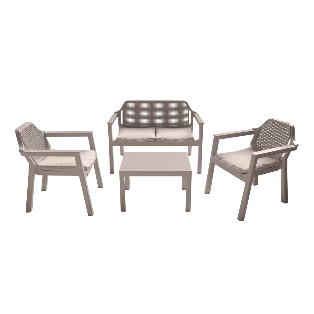 Набор мебели Adriano Easy Comfort полипропилен капучино диван 2 кресла стол STLM-2016020 - Вид №1