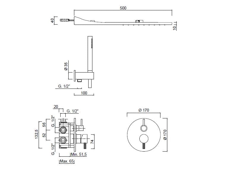 Встраиваемый набор для душа с ручным душем Rubinetteria Giulini My Future Deluxe ARCH-00139207 - Вид №2