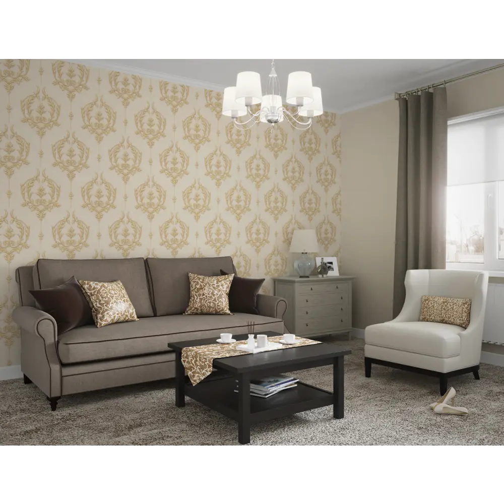 Обои флизелиновые Vog Collection Турецкий дамаск бежевые 1.06 м VV71061-12 STLM-2082381 - Вид №3