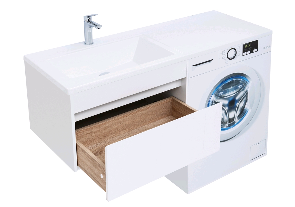 Тумба с раковиной Aquanet Токио 130 L белый (подвесная, 1 ящик) 0023691700235501 - Вид №4
