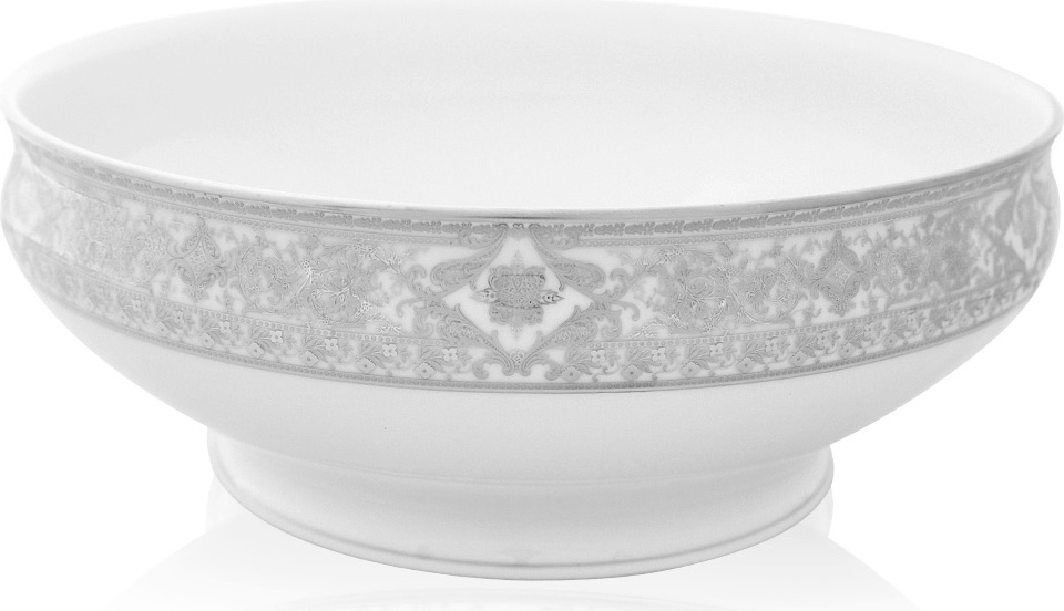 10561977 Haviland Салатник большой 25см "Матиньон" (белый, платиновый декор) Фарфор 