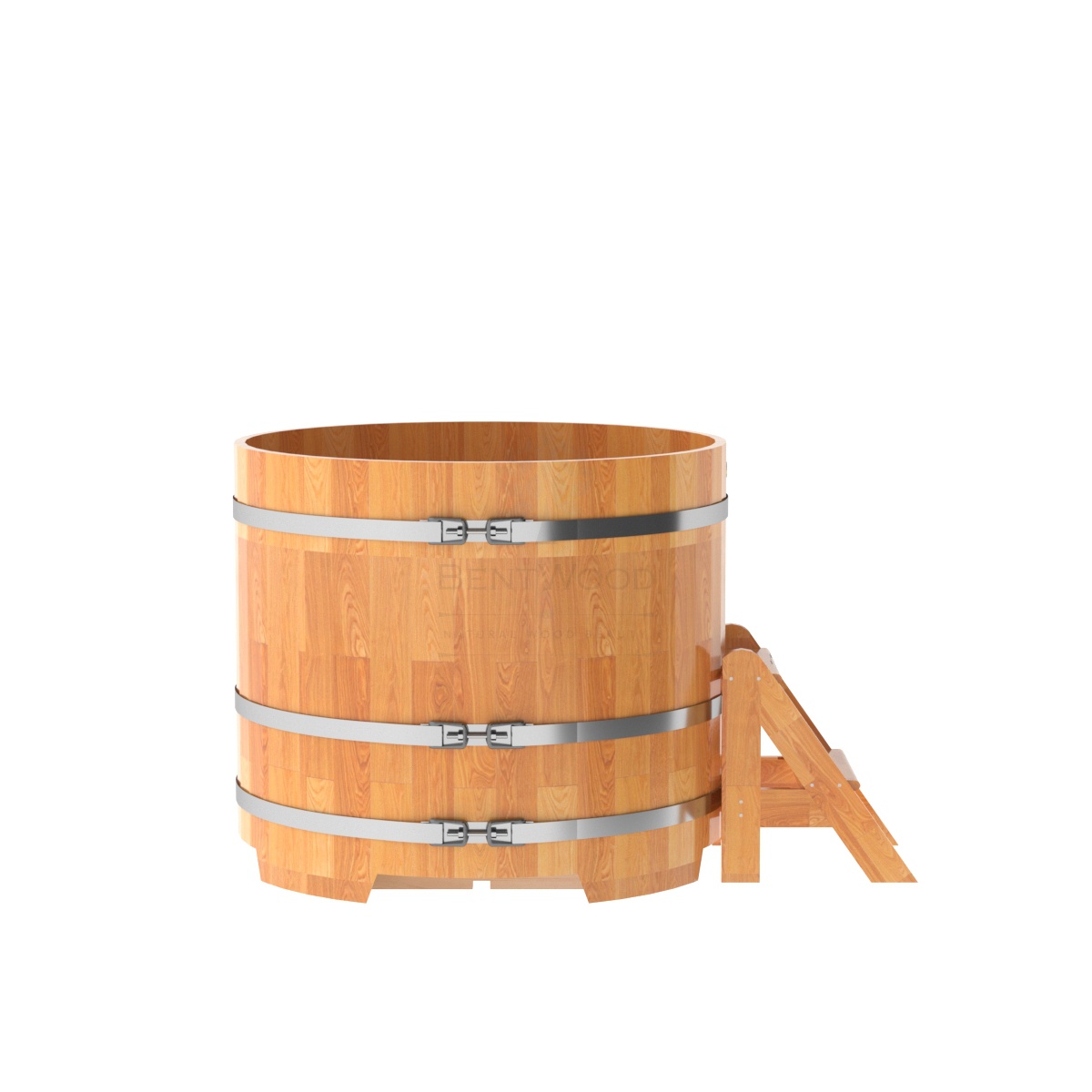 1501 Купель круглая из сращенных ламелей лиственницы d=1,17х1,0 натуральная Alyarus  - Вид №2