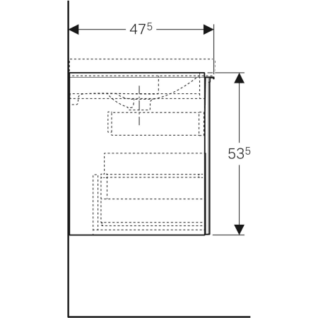 500.611.JL.2 Шкафчик для раковины Geberit Acanto, с одним выдвижным ящиком, одним внутренним выдвижным ящиком и сифоном Geberit  - Вид №31
