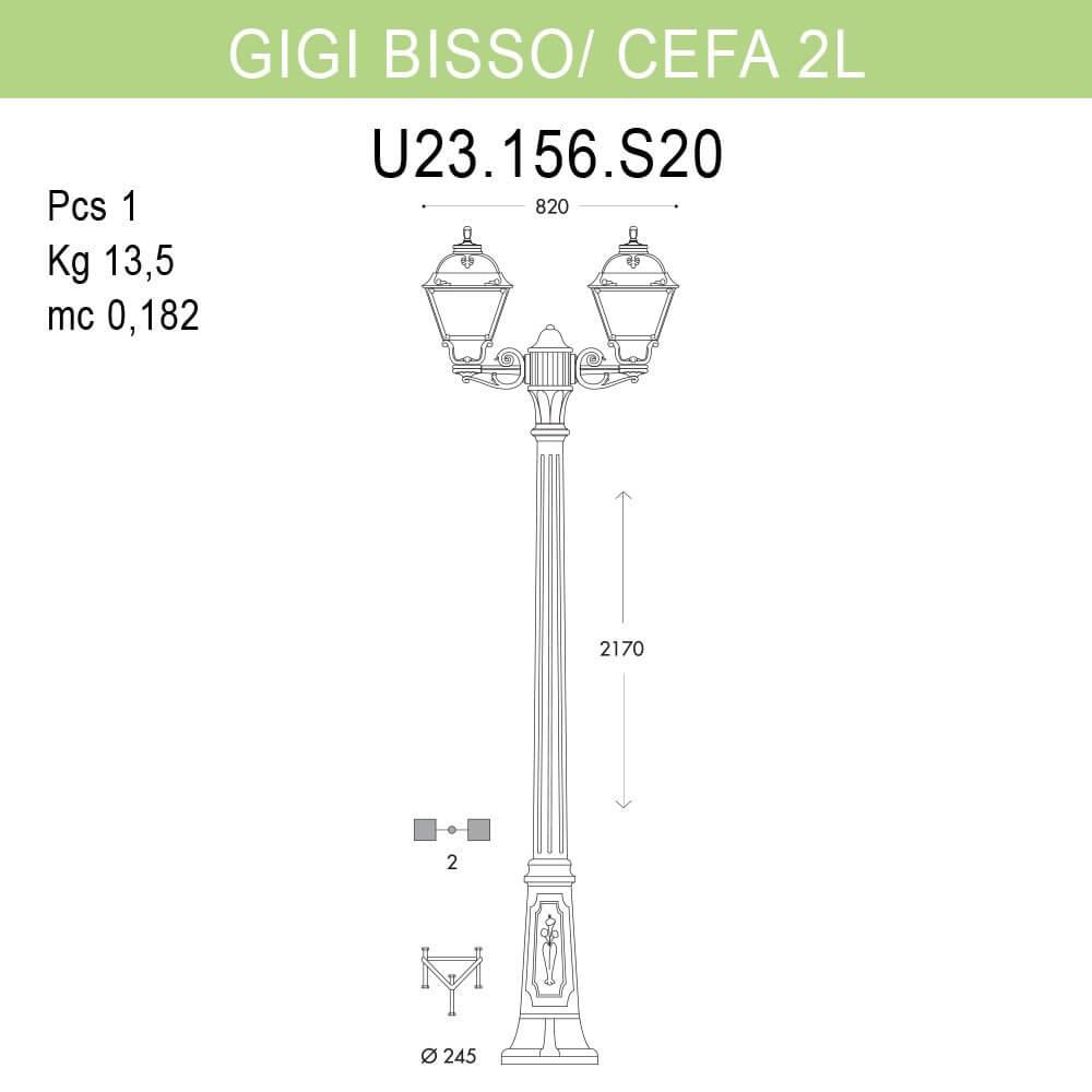 Уличный фонарь Fumagalli Gigi Bisso/Cefa 2L U23.156.S20.AXF1R FUMAGALLI ФОНАРЬ 268949 Черный  - Вид №1