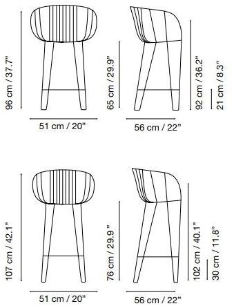 iSimar Стул высокий стальной с обивкой и спинкой Olivo 9164 / 9165 - Вид №3
