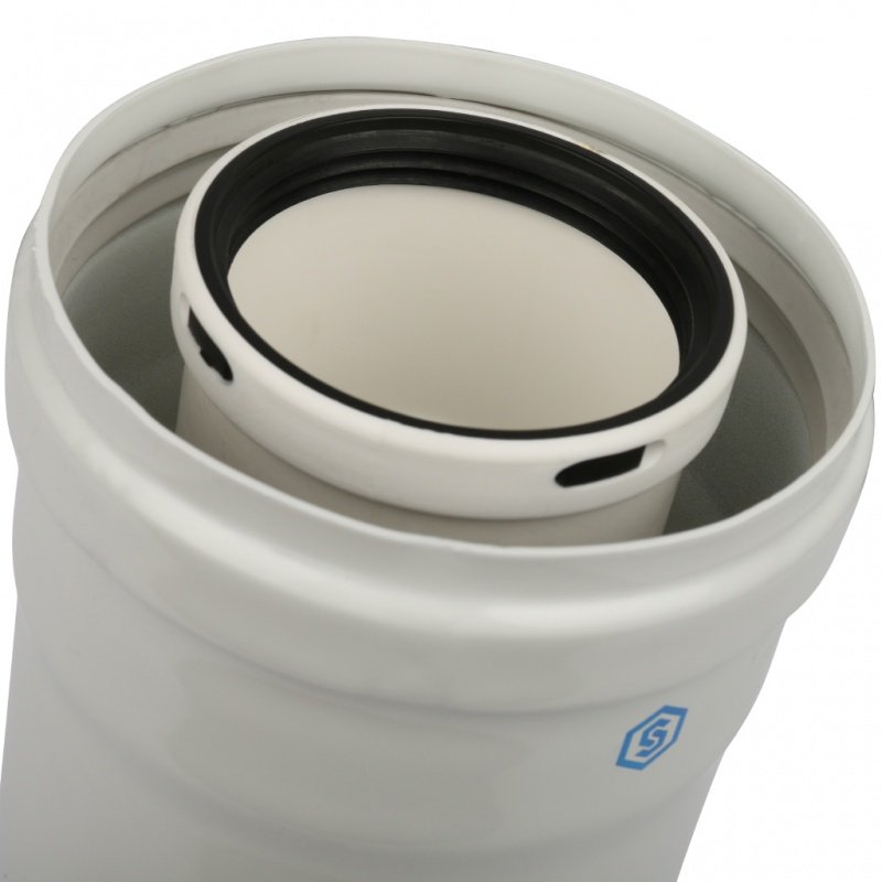 Труба дымохода STOUT коаксиальная 60/100  310 мм с ревизией для конденсационных котлов SCA8610010310 - Вид №1