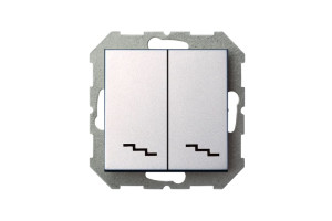 16246457 Проходной двухклавишный выключатель Эпсилон IP6+6 10-001-01 E/Mt серебро, без рамки 28-179 LIREGUS Epsilon