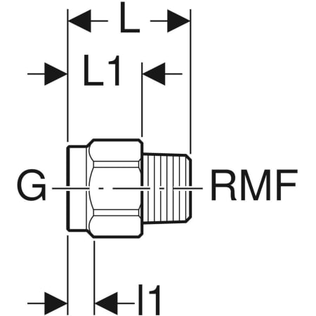 632.006.00.1 Переходник Geberit с наружной резьбой MF 1/2" и внутренней резьбой Geberit  - Вид №2