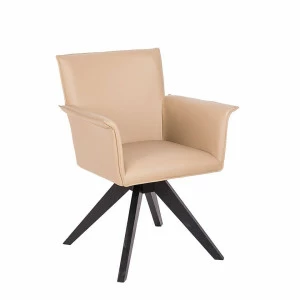 Стул с мягким сиденьем вращающийся с деревянными ножками бежевый от Angel Cerda ANGEL CERDA ДИЗАЙНЕРСКИЕ 00-3865502 Бежевый;коричневый