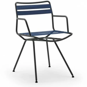 Zanotta Стул с подлокотниками из стали и лентами из полиэфирной пряжи Dan