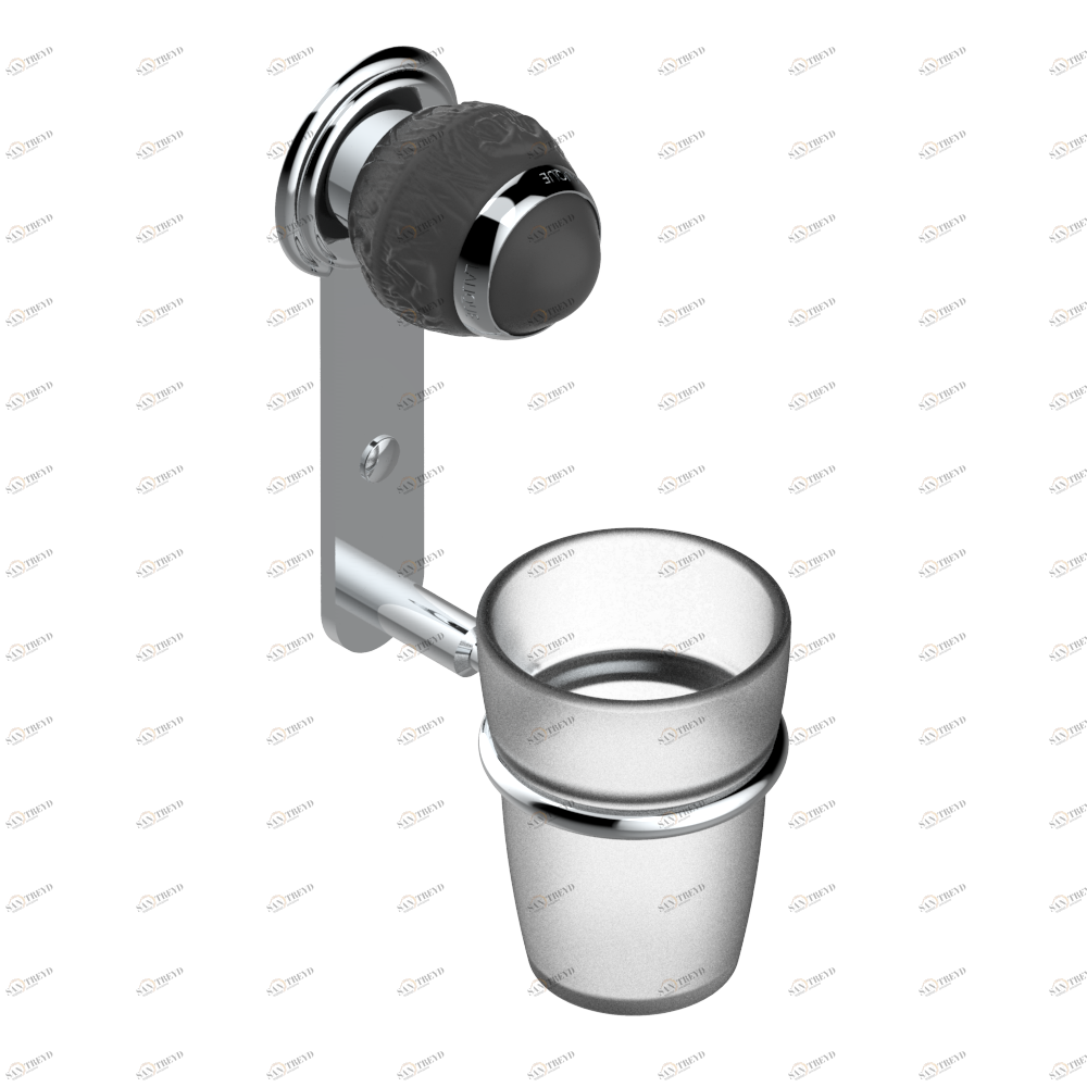 A2K-536 Стакан настенный для зубных щёток Thg-paris Panthere с чёрным хрусталём Хром A2K-536 CAT.A