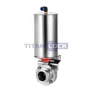 Затвор дисковый с пневмоприводом нерж. 304 DN65, тип clamp-clamp, DIN TLSD65CLS-P TITAN LOCK