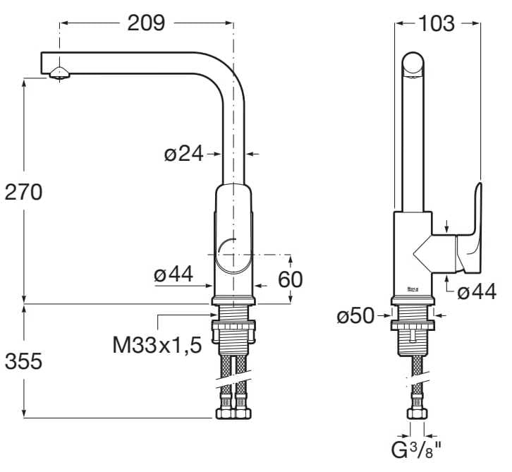 Кухонный смеситель для пола Roca Cala ARCH-00008701 - Вид №1