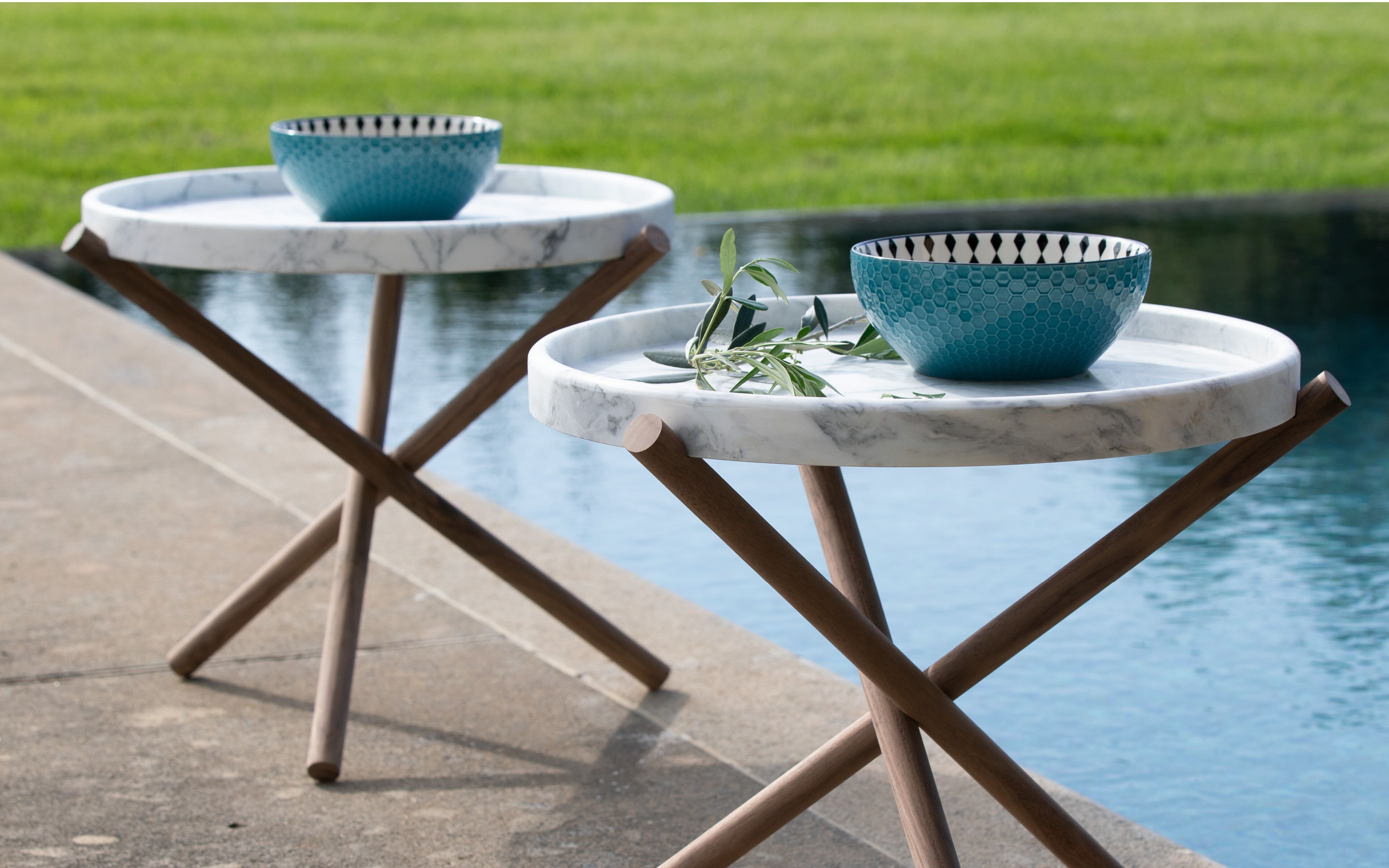 Каррарский мраморный круглый садовый столик VELTHA® LASE ARCH-00078944 - Вид №4