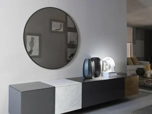 Meridiani Круглое настенное зеркало из кожи