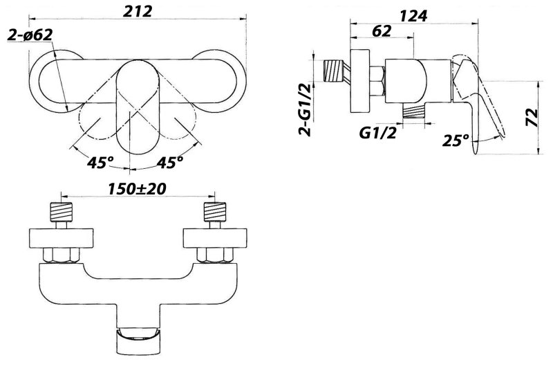 Смеситель для душа FERRANO FER-ESDM-CRM BELBAGNO  - Вид №1