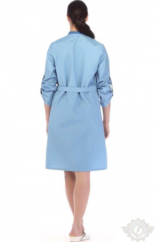 61737 Халат "Радуга" длинный рукав голубой  Одежда для обслуживающего персонала  размер 58 Спецодежда  - Вид №9