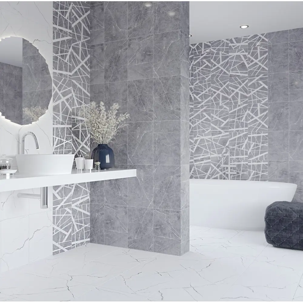 Керамин Эйра: керамогранит мраморный белый 40х40 см для пола и стен 89389023 STLM-1573934