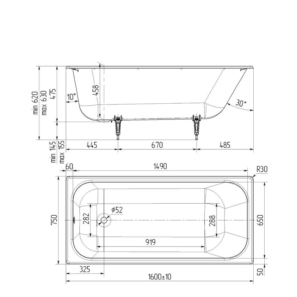 Santreyd Престиж — чугунная ванна 160×75 см для элегантного интерьера 82619566 ЛМ STLM-0031900 - Вид №5