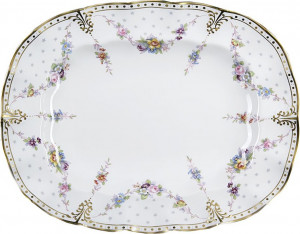 62559 Royal Crown Derby Блюдо овальное Royal Crown Derby "Роял Антуанетта" 38см Фарфор костяной