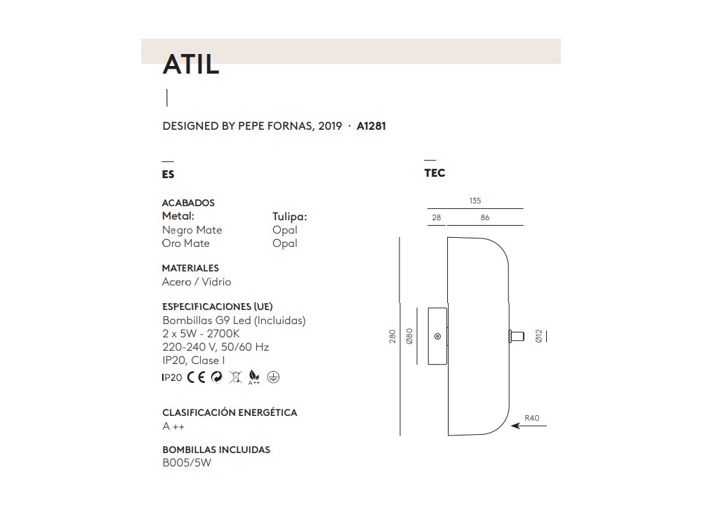 085397 Настенный светильник латунь Aromas del Campo Atil  - Вид №1
