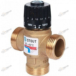 Термостатический смесительный клапан 1" STOUT НР 20-43°С 2,5 KV SVM0120254325
