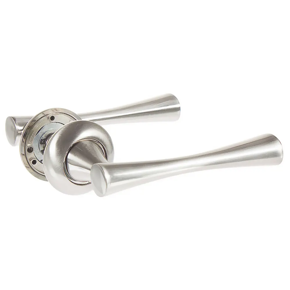 Ручка дверная на розетке Роденго, цвет никель матовый RENZ STLM-2093055 - Вид №1