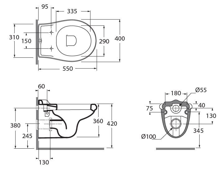 Керамический подвесной туалет Azzurra Ceramica Jubilaeum ARCH-00126245 - Вид №3