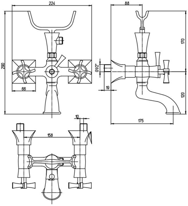 Paini Elix 85CR111LMKM смеситель для ванны  - Вид №2