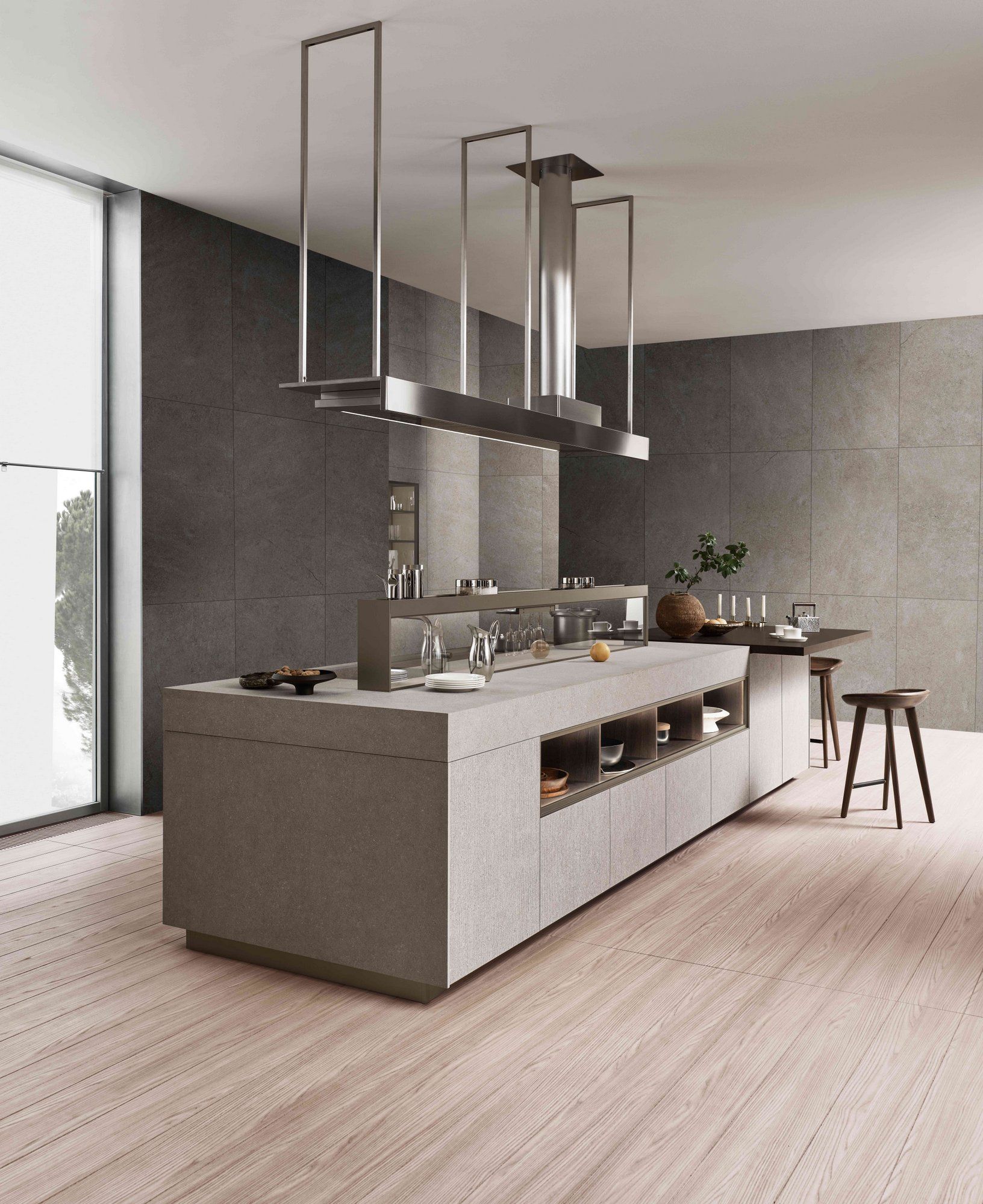 Кухня без ручек на заказ с полуостровом ERNESTOMEDA знак ARCH-00134842 - Вид №2