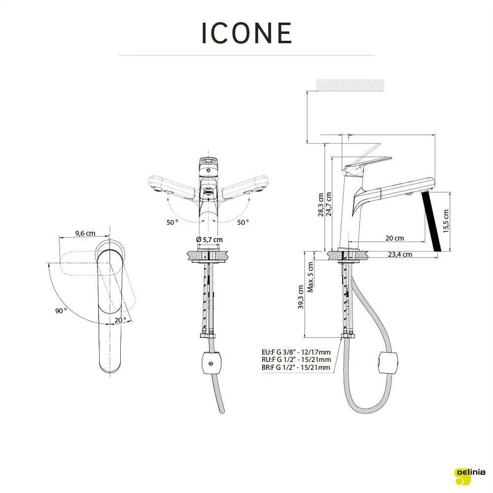 Кухонный смеситель DELINIA Icone с экономичным аэратором, хром 85317108 STLM-1496191 - Вид №9