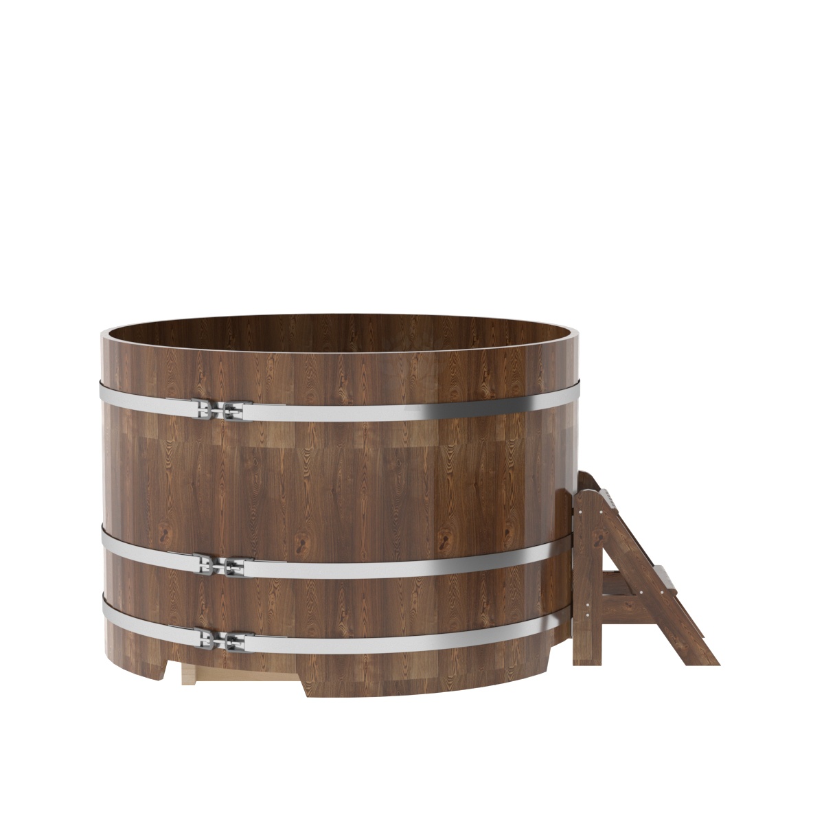 1520 Купель круглая из сращенных ламелей лиственницы d=1,50х1,0 морёная Alyarus  - Вид №2