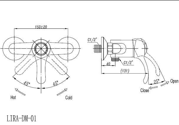 Смеситель для душа CEZARES LIRA-C-DM-02 - Вид №1