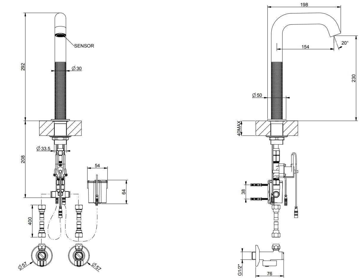 Электронный смеситель для раковины из нержавеющей стали Gessi Messi316 ARCH-00140348 - Вид №3
