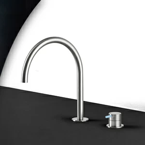 Смеситель для раковины матовая сталь с голубой ручкой Toki Radomonte TKI32SCIL27