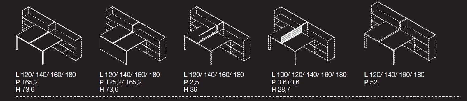 Секционный стол со встроенной полкой Las Mobili Oxi ARCH-00116126