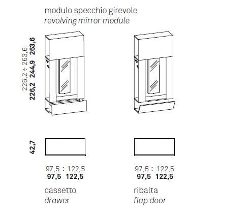 Шкаф с вращающимся зеркалом и полным отверстием Caccaro Roomy ARCH-00119957 - Вид №2