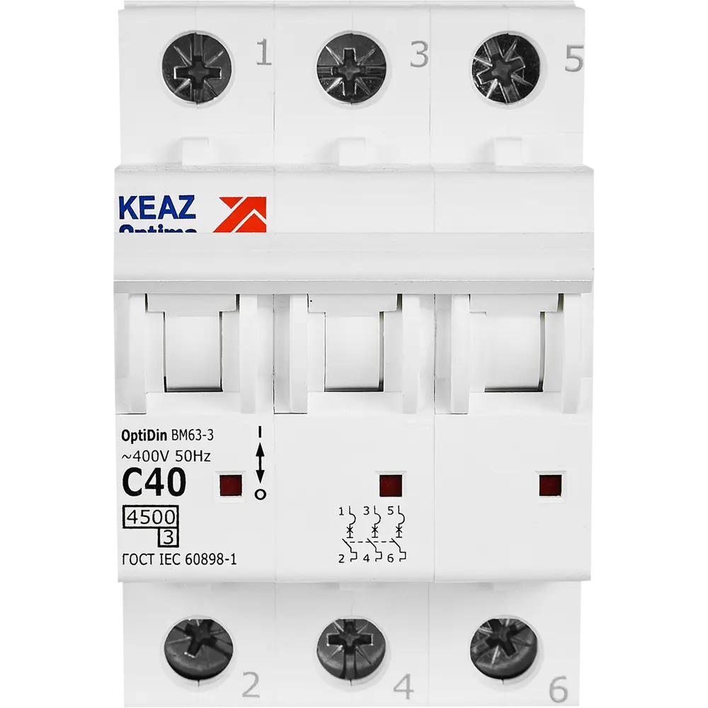 Автоматический выключатель КЭАЗ Opti Din BM63 3P 40А для надежной защиты электросети 89206643 STLM-1413483 - Вид №1