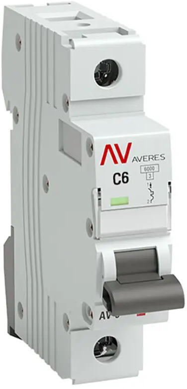 90072507 Автоматический выключатель EKF Averes AV-10 1P C6 А 10 кА mcb10-1-06C-av STLM-0101558