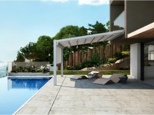 PRATIC F.lli ORIOLI Настенная пергола из алюминия со сдвижной крышкой Pergole