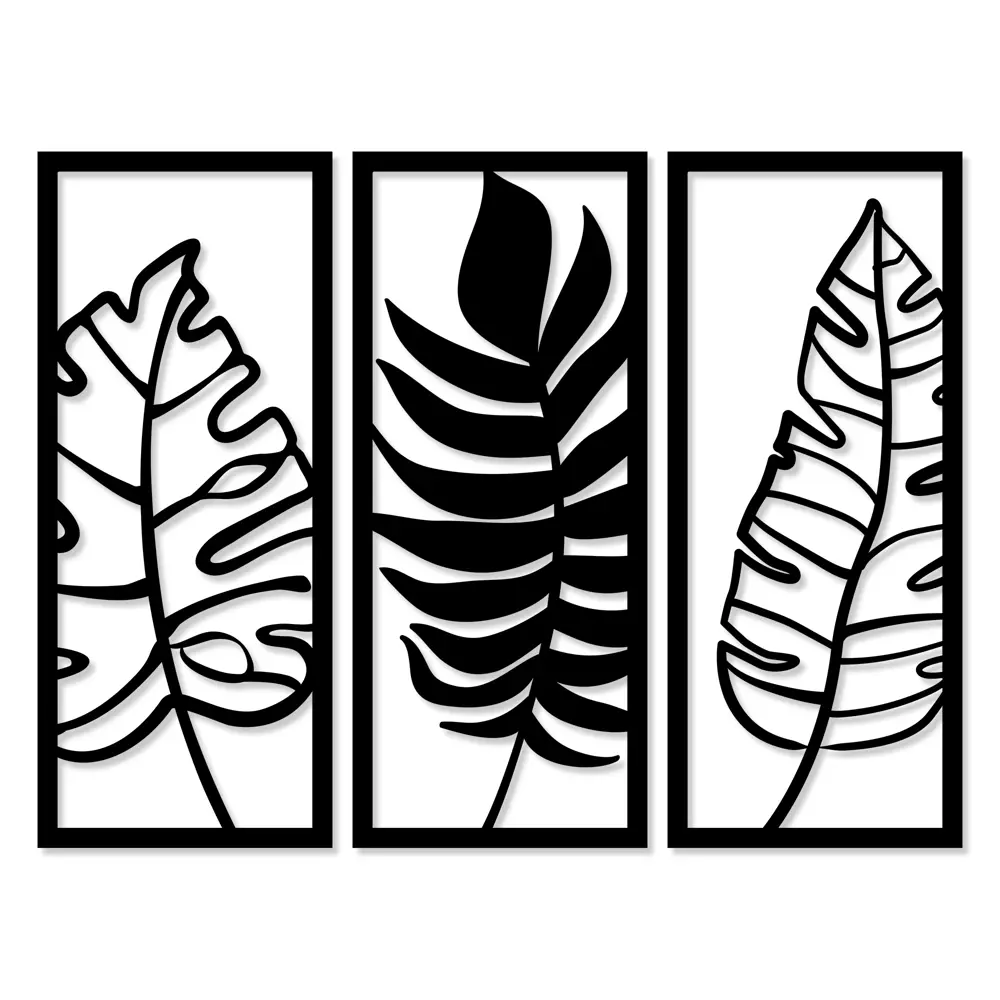 Панно декоративное Листы МДФ 25x59 см черное 86809705 STLM-2165012 Santreyd 