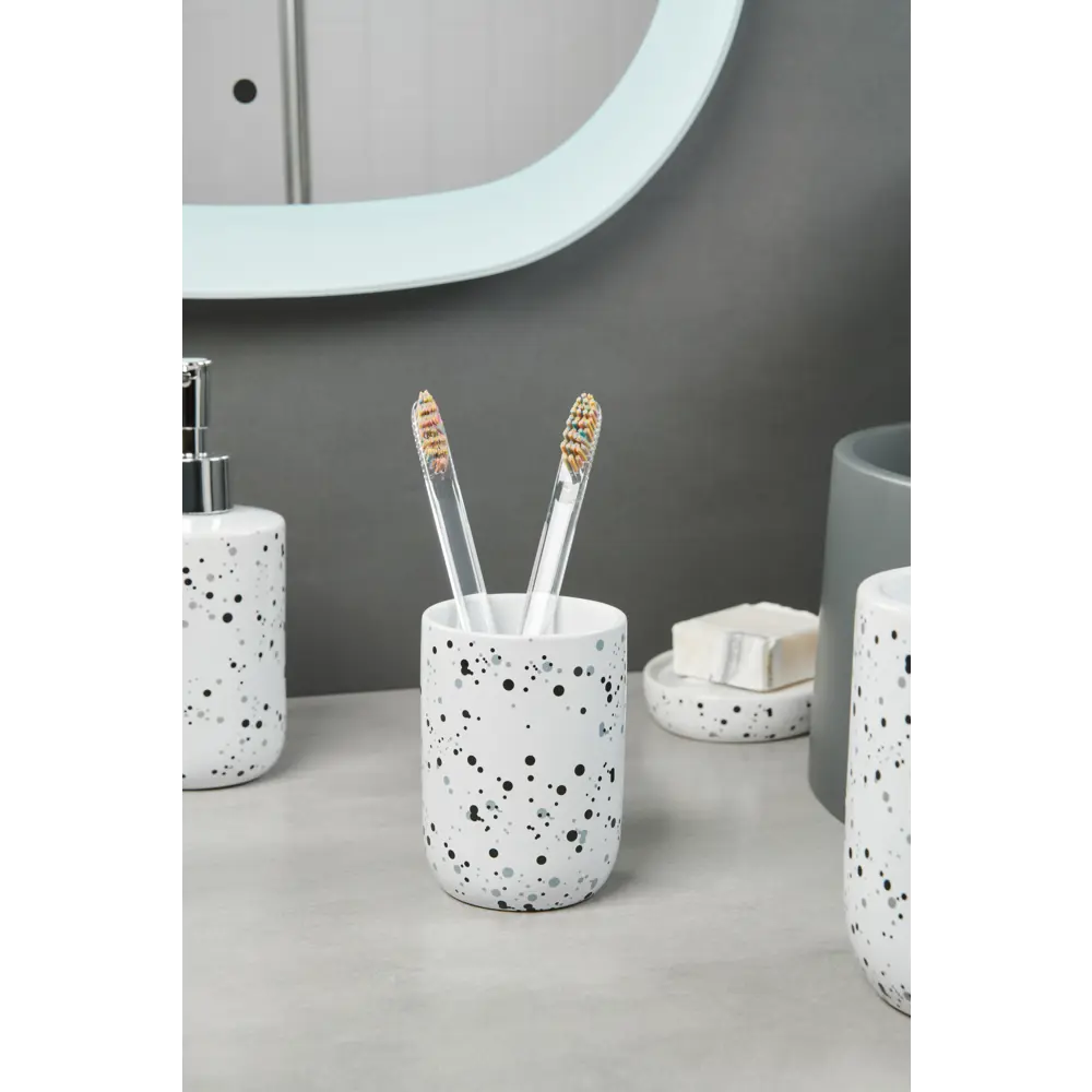 Стакан для зубныx щеток Splash керамика белый/чёрный SWENSA STLM-2153555